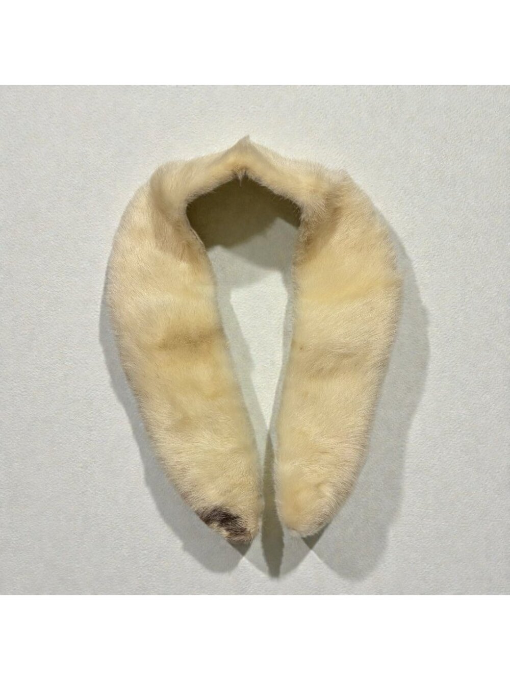 Vintage 1960s White & Brown Mink Fur Pelt Collar Neck Lined Satin Mob Wife